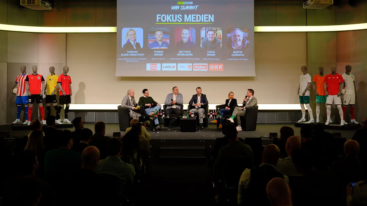 Podiumsdiskussion „Fokus Medien“ beim WM Summit von sportsbusiness.at